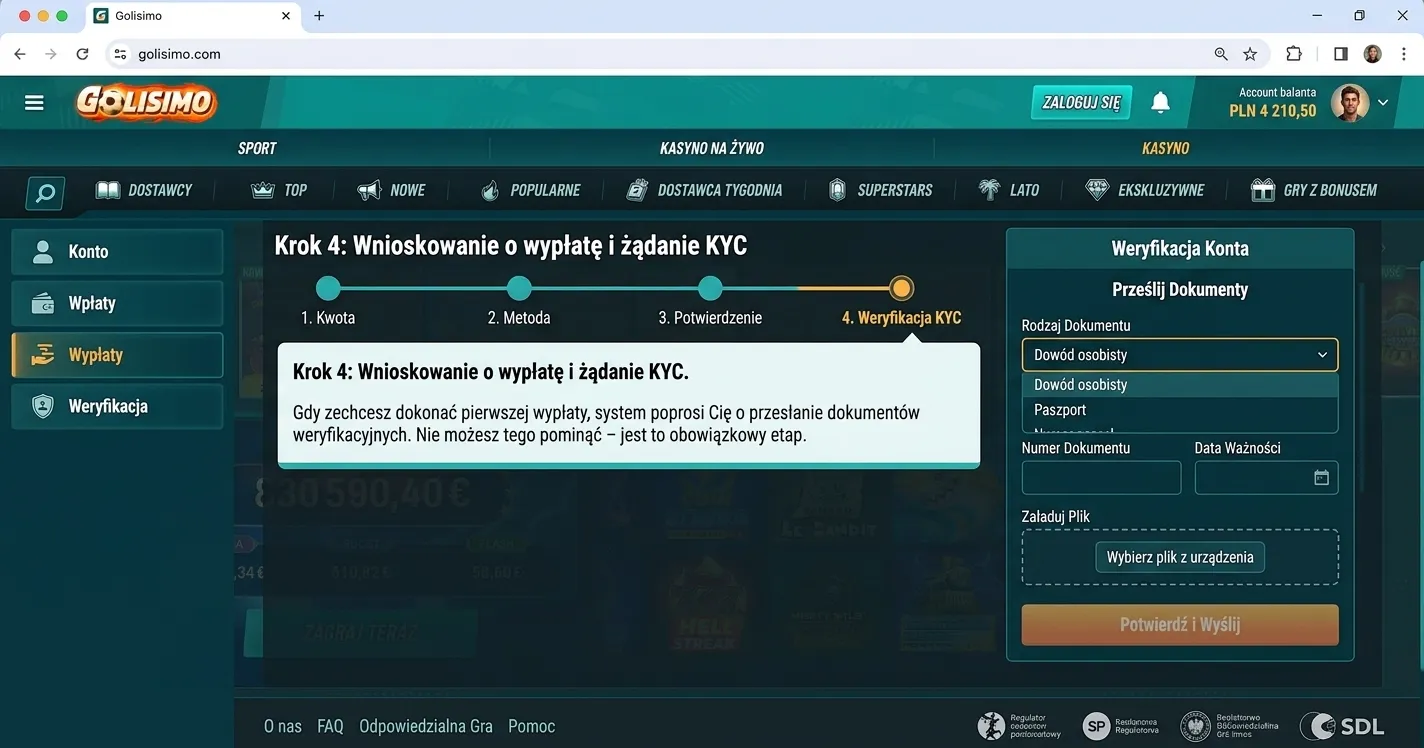 Krok 4: Wnioskowanie o wypłatę i żądanie KYC