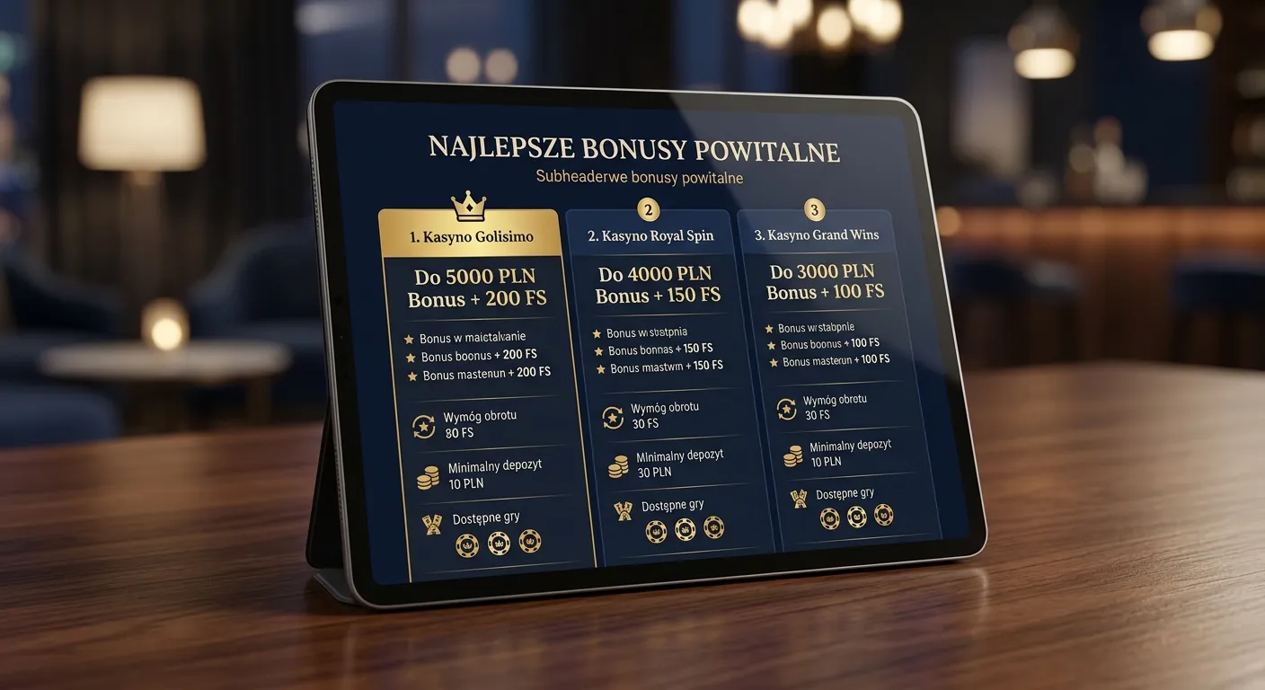 Tabela porównawcza bonusów powitalnych różnych kasyn online