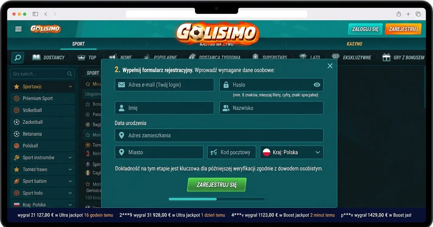 2. Wypełnij formularz rejestracyjny